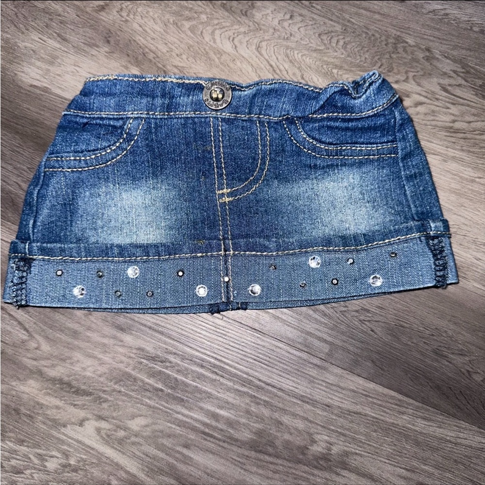 Build a Bear Workshop Blue Denim Jean Skirt Rhinestone Jeweled BABW RARE HTF